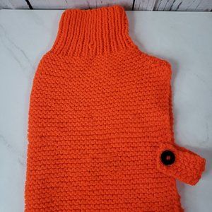 Dog Sweater Handmade Crochet Knit size Small Turtleneck Orange